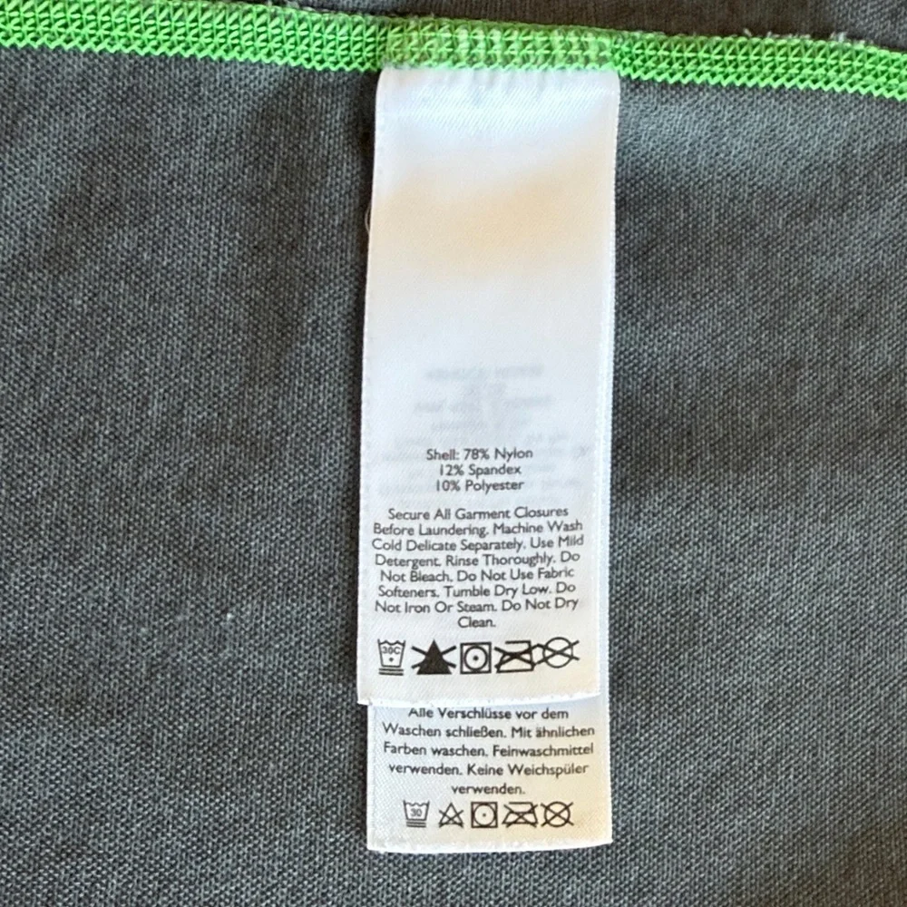 Eddie Bauer Mens Gray Windbreaker Lime Green Accents Zippered Pocket Size L